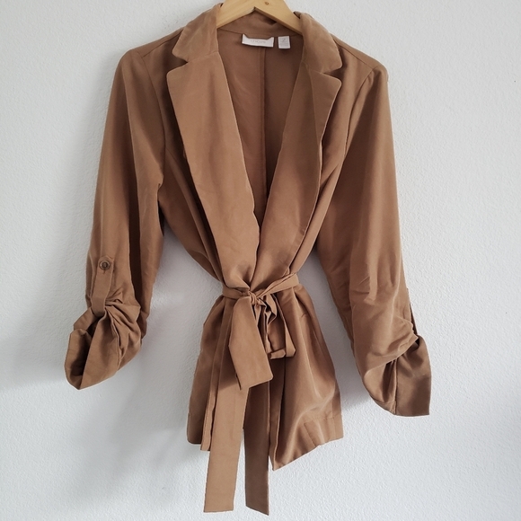 Chico's cream trench style belted jacket - Picture 5 of 5